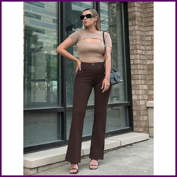 Stretchy Bootcut Dress Pants with Pockets for Office Work Business - Picture 4 of 8